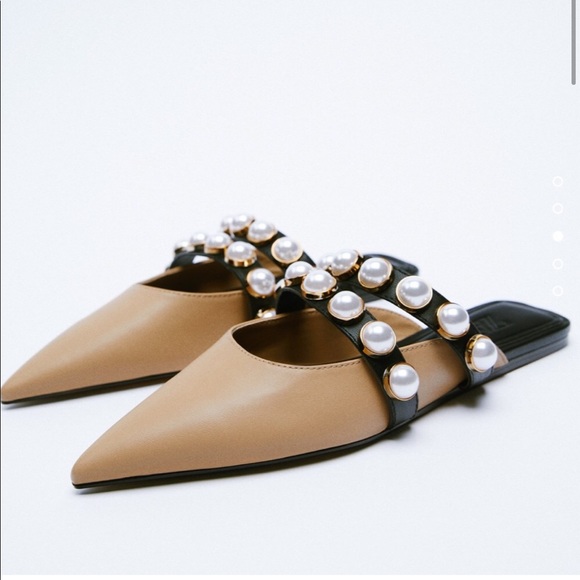 Zara Shoes - ZARA Mules With Pearl Natural 10/41
